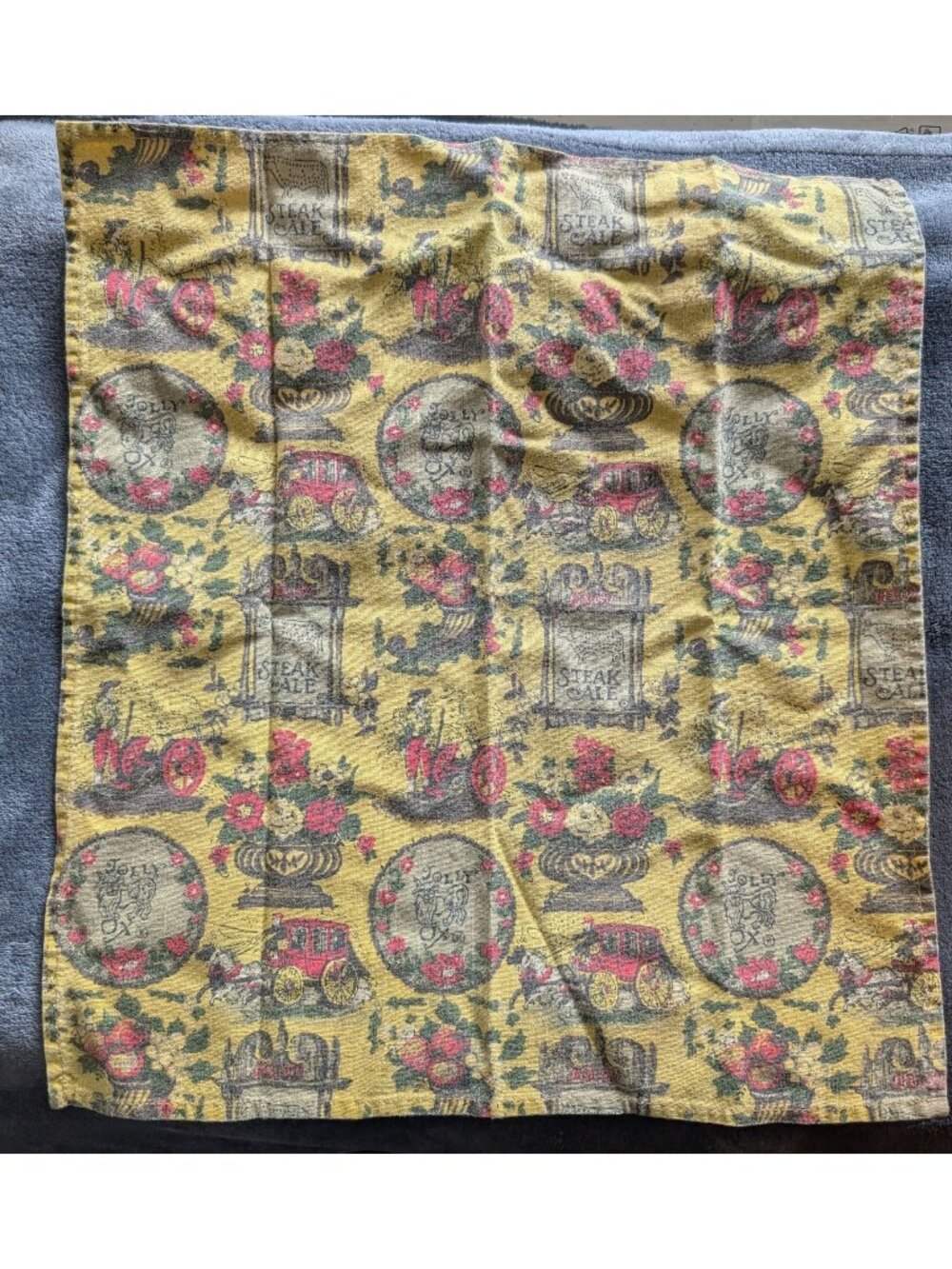 Vintage Americana Jolly Ox/Steak & Ale Fabric Napkin